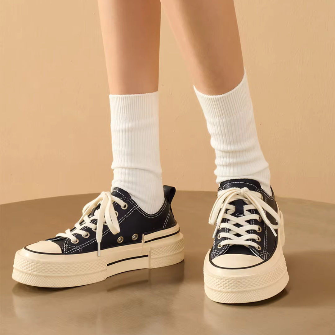 Chaussures en Toile Fait Main pour Femme en Cuir Véritable