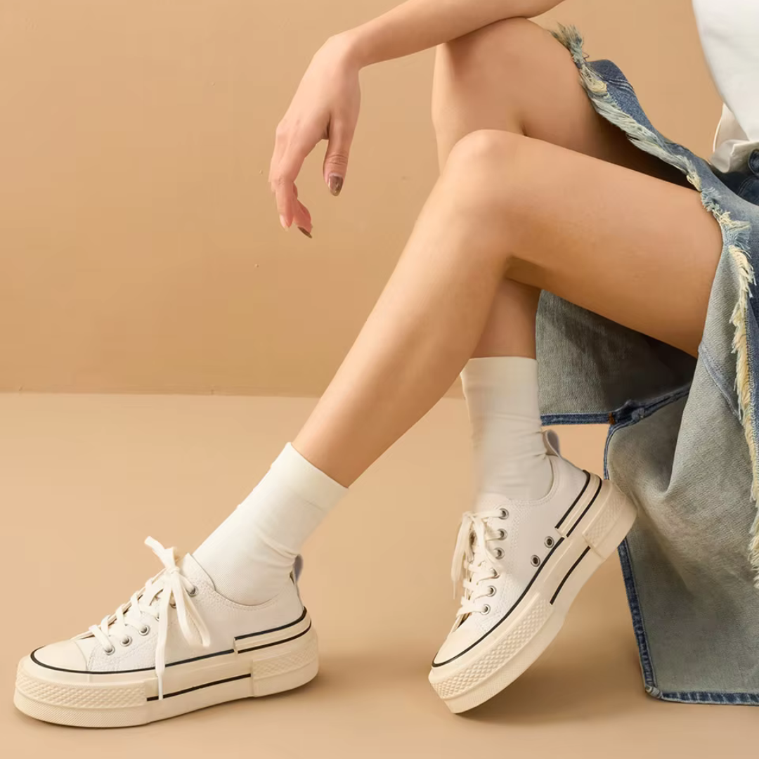 Chaussures en Toile Fait Main pour Femme en Cuir Véritable
