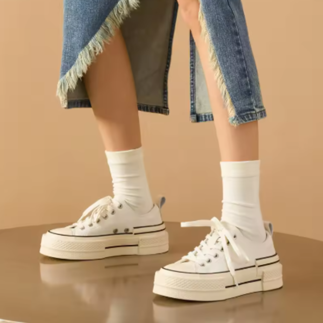 Chaussures en Toile Fait Main pour Femme en Cuir Véritable