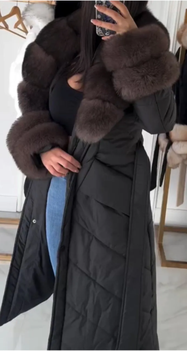 Manteau Long en Coton Douillet et Furry pour Femme