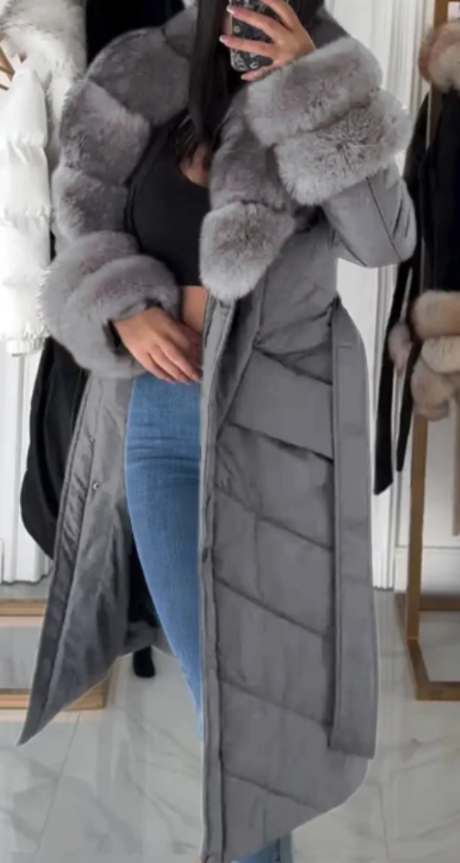 Manteau Long en Coton Douillet et Furry pour Femme