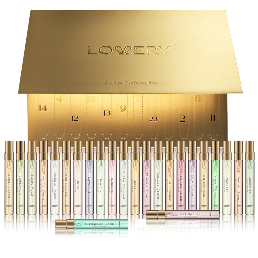 Calendrier de l'Avent lovery 2024 - Coffret de 24 parfums pour femmes et hommes