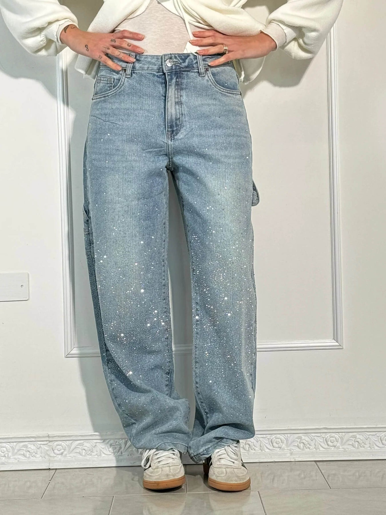 Jeans pour femme larges en denim modèle Balloon Carpenter Shine