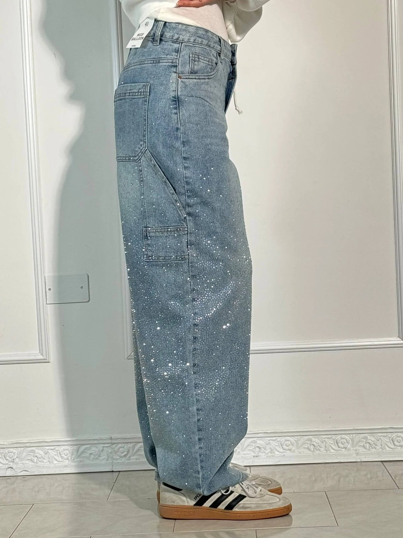 Jeans pour femme larges en denim modèle Balloon Carpenter Shine